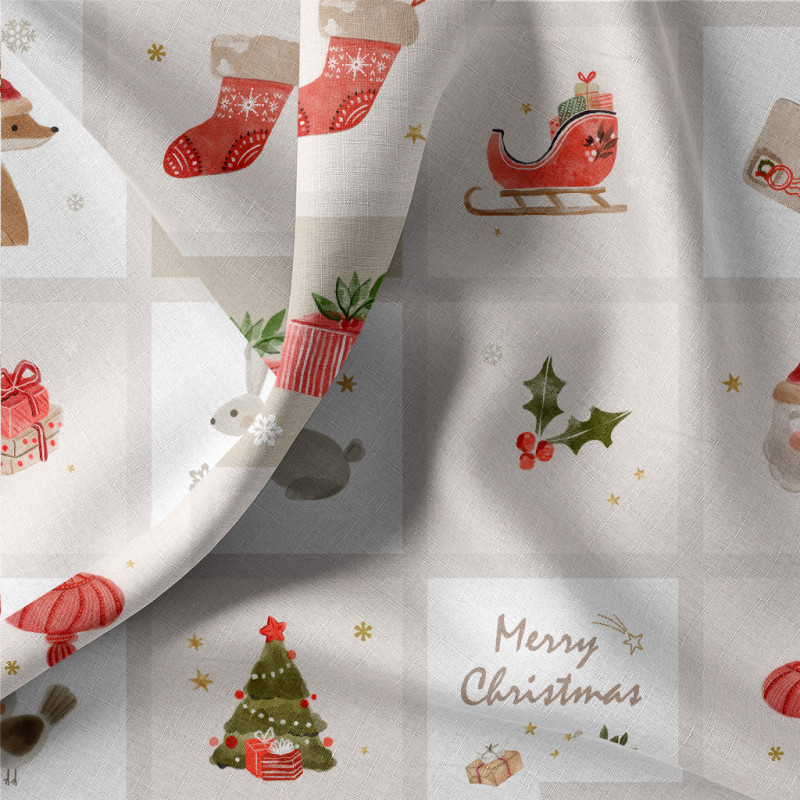 Printed Cotton FINNOIS White / Red